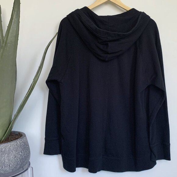 GAP long Raglan Full-Zip Hoodie Sweatshirt Large Black - Picture 5 of 7